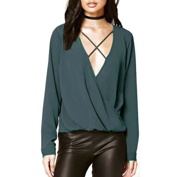 Miami Tops Surplice Strappy Criss Cross Front Drape Top Poshmark